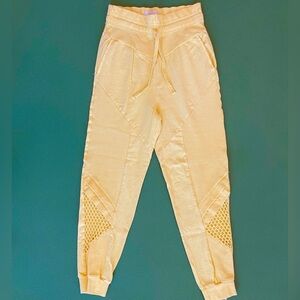 Noam Cotton Yellow Jogger Pants with Mesh Detail size M